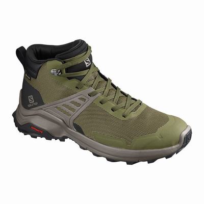 Férfi Salomon X RAISE MID GORE-TEX Túracipő SA2658013 Olivazöld/Fekete